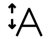 Ilustração de uma letra A. Ao lado há setas para cima e para baixo
