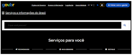 Captura de tela do site GOV.br em alto contraste